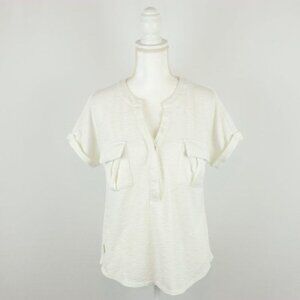 Promesa Ready Set Women’s Small White V-Neck Short Sleeve Knit Popover Blouse
